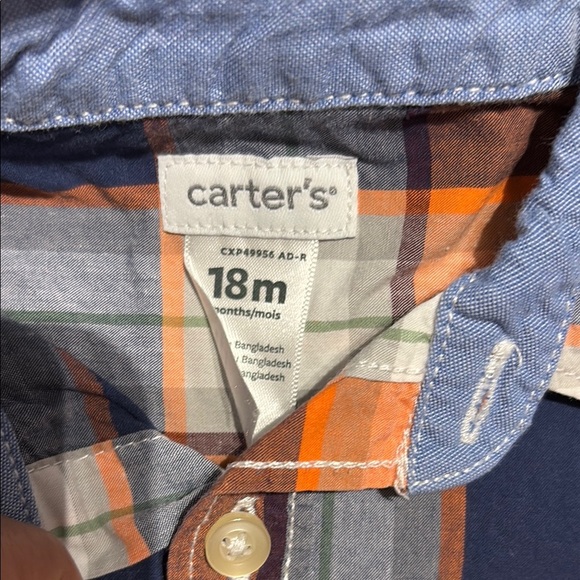 Plaid Button-Up Shirt - Orange and Blue - Picture 2 of 3